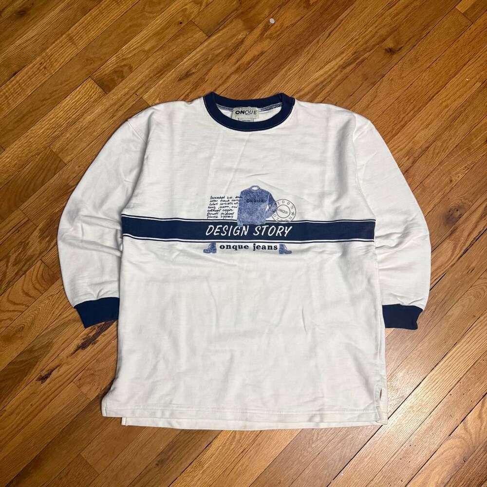 Vintage Onque Jeans Design Story Long Sleeve T-Shirt M